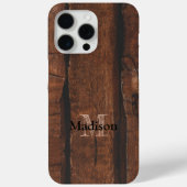 Rustikales dunkelbraunes Holz Monogram Case-Mate iPhone Hülle (Rückseite)