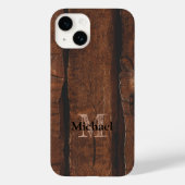 Rustikales dunkelbraunes Holz Monogram Case-Mate iPhone Hülle (Rückseite)