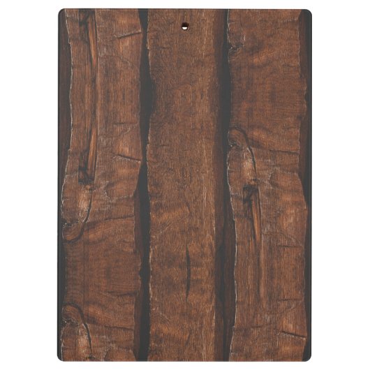 Rustikales dunkelbraunes Holz Monogram Klemmbrett (Rückseite)