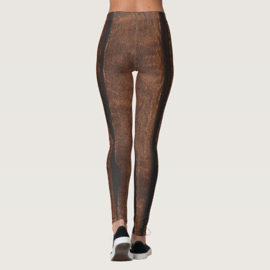 Rustikales dunkelbraunes Holz Monogram Leggings (Rückseite)