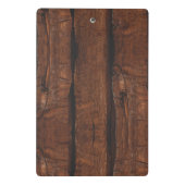 Rustikales dunkelbraunes Holz Monogram Mini Klemmbrett (Rückseite)