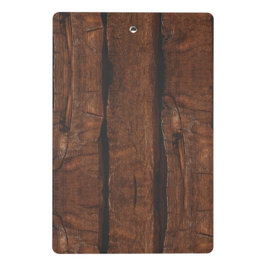 Rustikales dunkelbraunes Holz Monogram Mini Klemmbrett (Rückseite)