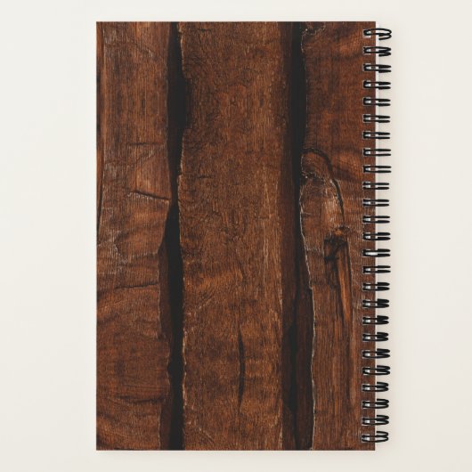 Rustikales dunkelbraunes Holz Monogram Notizblock (Rückseite)