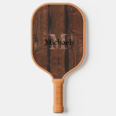 Rustikales dunkelbraunes Holz Monogram Pickleball Schläger (Vorderseite)