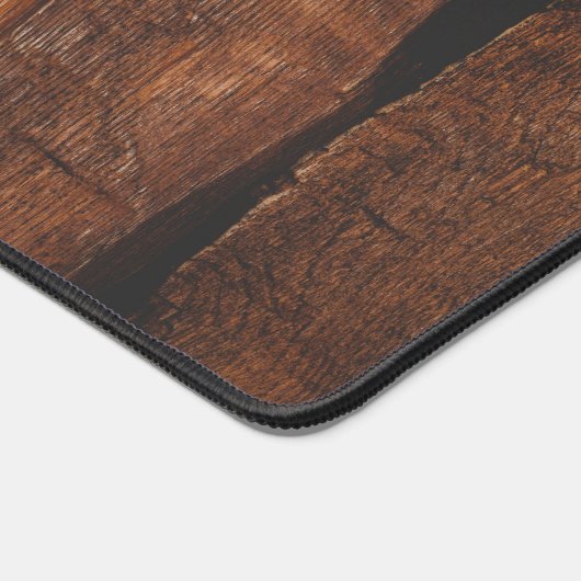 Rustikales dunkelbraunes Holz Monogram Schreibtischunterlage (Ecke)