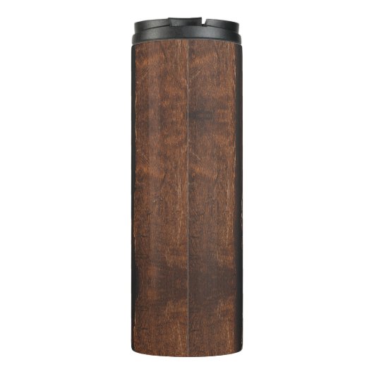 Rustikales dunkelbraunes Holz Monogram Thermosbecher (Rückseite)