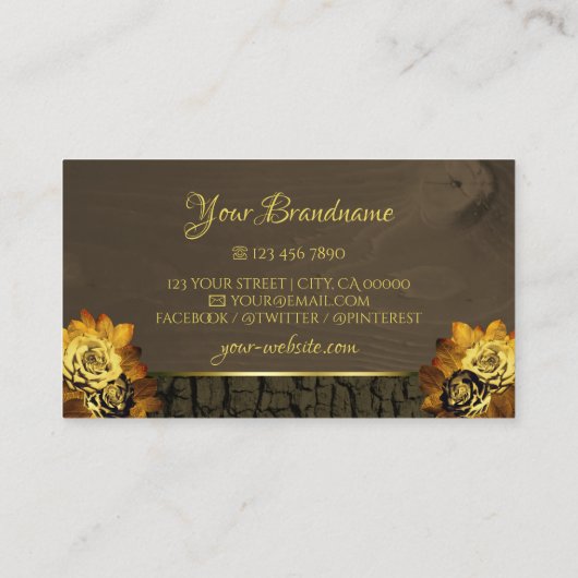 Rustikales dunkelbraunes Holzkörnchen Barks Monogr Visitenkarte (Rückseite)