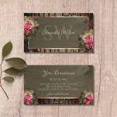 Rustikales dunkelbraunes Holzkörnchen Rosenmonogra Visitenkarte