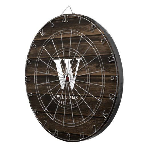 Rustikales Dunkelbraunholz Personalisiert Dartscheibe (Vorderseite rechts)