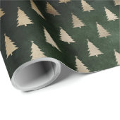 Rustikales dunkelgrünes goldenes Weihnachtsbaummus Geschenkpapier (Rolleneckpunkt)