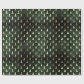 Rustikales dunkelgrünes goldenes Weihnachtsbaummus Geschenkpapier (Flach)