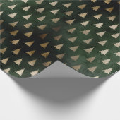 Rustikales dunkelgrünes goldenes Weihnachtsbaummus Geschenkpapier (Ecke)