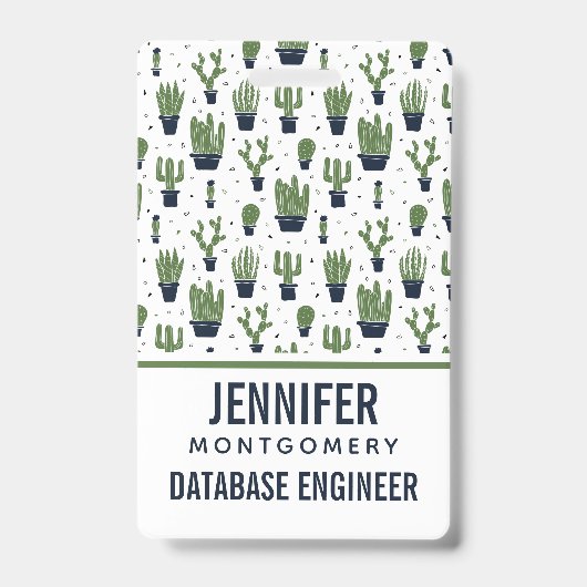 Rustikales dunkelgrünes Kaktus Wüstenmuster Beruf Ausweis (Vorderseite)