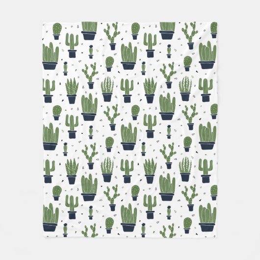 Rustikales dunkelgrünes Kaktus-Wüstenmuster Fleecedecke (Vorderseite)