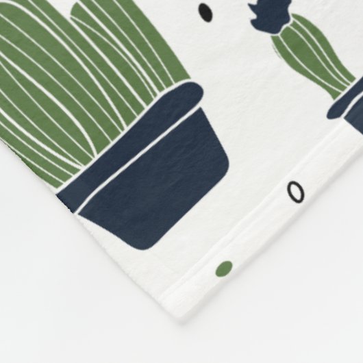 Rustikales dunkelgrünes Kaktus-Wüstenmuster Fleecedecke (Ecke)