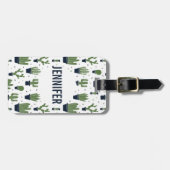 Rustikales dunkelgrünes Kaktus-Wüstenmuster Gepäckanhänger (Vorderseite horizontal)