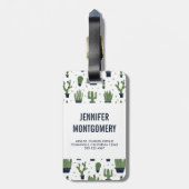 Rustikales dunkelgrünes Kaktus-Wüstenmuster Gepäckanhänger (Rückseite vertikal)