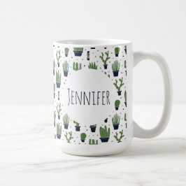 Rustikales dunkelgrünes Kaktus-Wüstenmuster Kaffeetasse