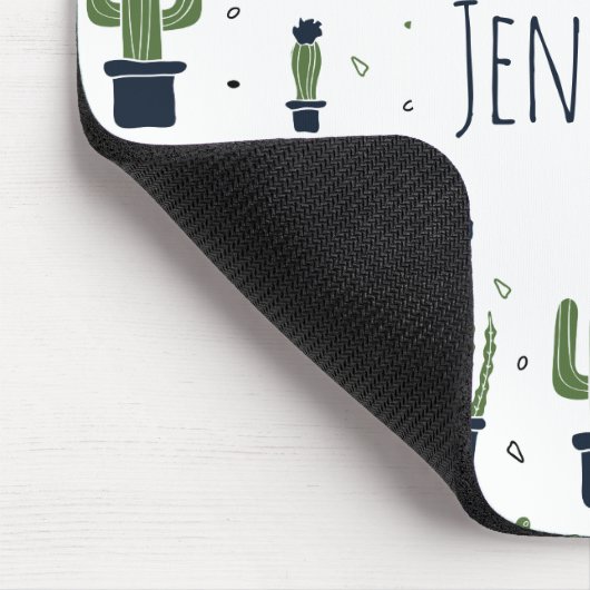 Rustikales dunkelgrünes Kaktus-Wüstenmuster Mousepad (Ecke)