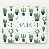 Rustikales dunkelgrünes Kaktus-Wüstenmuster Mousepad (Vorne)