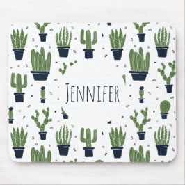 Rustikales dunkelgrünes Kaktus-Wüstenmuster Mousepad