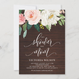Rustikales Dunkelholz Blush Floral Fall Baby Dusch Einladung