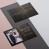 Rustikales Dunkelholz-Foto Hochzeit Danke Karte