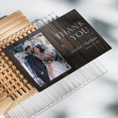 Rustikales Dunkelholz-Foto Hochzeit Danke Karte