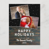 Rustikales Dunkelholz Schneeferien 2 Foto Postkarte (Vorderseite)