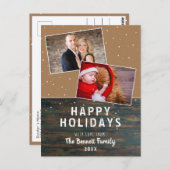 Rustikales Dunkelholz Schneeferien 2 Foto Postkarte (Vorne/Hinten)