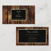 Rustikales dunkles Holz Eleganter Gold Frame Schön Visitenkarte (Vorne/Hinten)