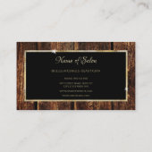 Rustikales dunkles Holz Eleganter Gold Frame Schön Visitenkarte (Rückseite)