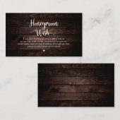 Rustikales Dunkles Holz, Flitterwochen Begleitkarte (Vorne/Hinten)