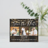 Rustikales dunkles Holz & Foto Save the Date (Stehend Vorderseite)