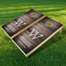 Rustikales dunkles Holz Land Name Monogram