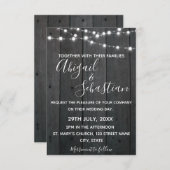 Rustikales dunkles Holz, mit String Lights. Einladung (Vorne/Hinten)