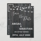 Rustikales dunkles Holz, mit String Lights. Postkarte (Vorne/Hinten)