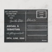 Rustikales dunkles Holz, mit String Lights. Postkarte (Rückseite)