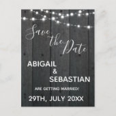 Rustikales dunkles Holz, mit String Lights. Postkarte (Vorderseite)