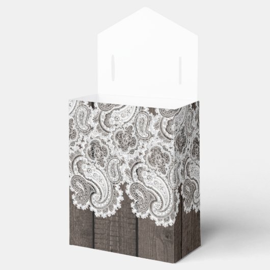 Rustikales dunkles Holz und Spitzen Elegantes Brau Geschenkschachtel (Geöffnet)