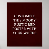 Rustikales dunkles rotes Brautpavillon Weihnachten Poster (Vorne)