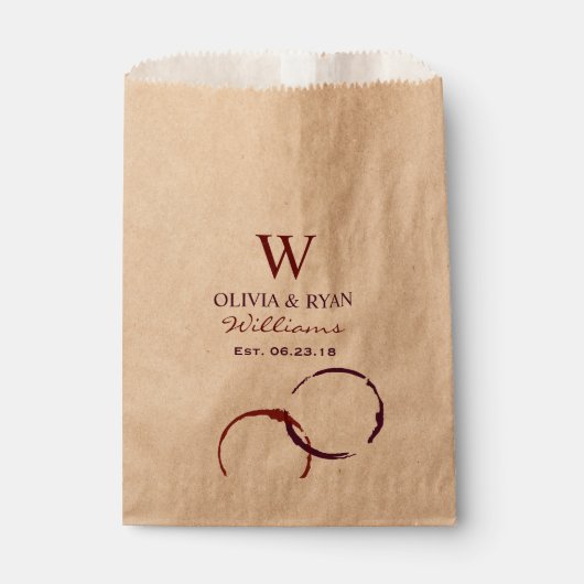 Rustikales dunkles Rotwein-Traubenmogramm Geschenktütchen (Vorderseite)