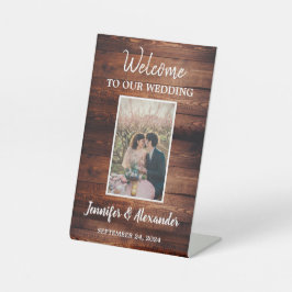 Rustikales dunkles Scheunenholz Begrüßung Foto Sockelschild