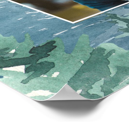 Rustikales Dusky Blue Mountains Probe Abendessen Poster (Ecke)