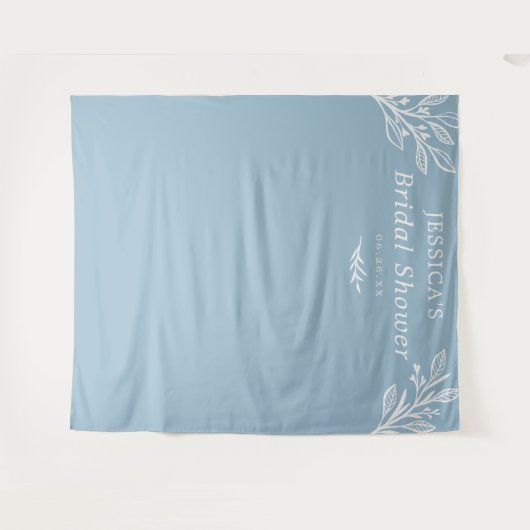 Rustikales Dusty Blue Backdrop Brautparty Wandteppich (Vorderseite (Horizontal))