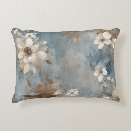 Rustikales Dusty Blue Brown Cream Farmhouse Floral Dekokissen