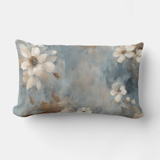 Rustikales Dusty Blue Brown Cream Farmhouse Floral Lendenkissen