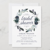 Rustikales Dusty Blue Floral Brautparty Einladung (Vorderseite)