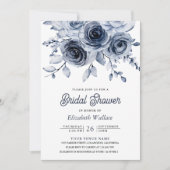 Rustikales Dusty Blue Floral Foto Brautparty Einladung (Vorderseite)