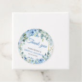 Rustikales Dusty Blue Floral Gold Rahmen Brautpart Geschenkanhänger (Beispiel)